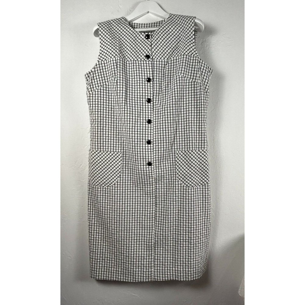 Vintage Union Made ILGWU Women's Gingham Sleeveless Mini Shift Dress Black